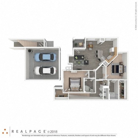 a floor plan with two bedrooms and two bathrooms
